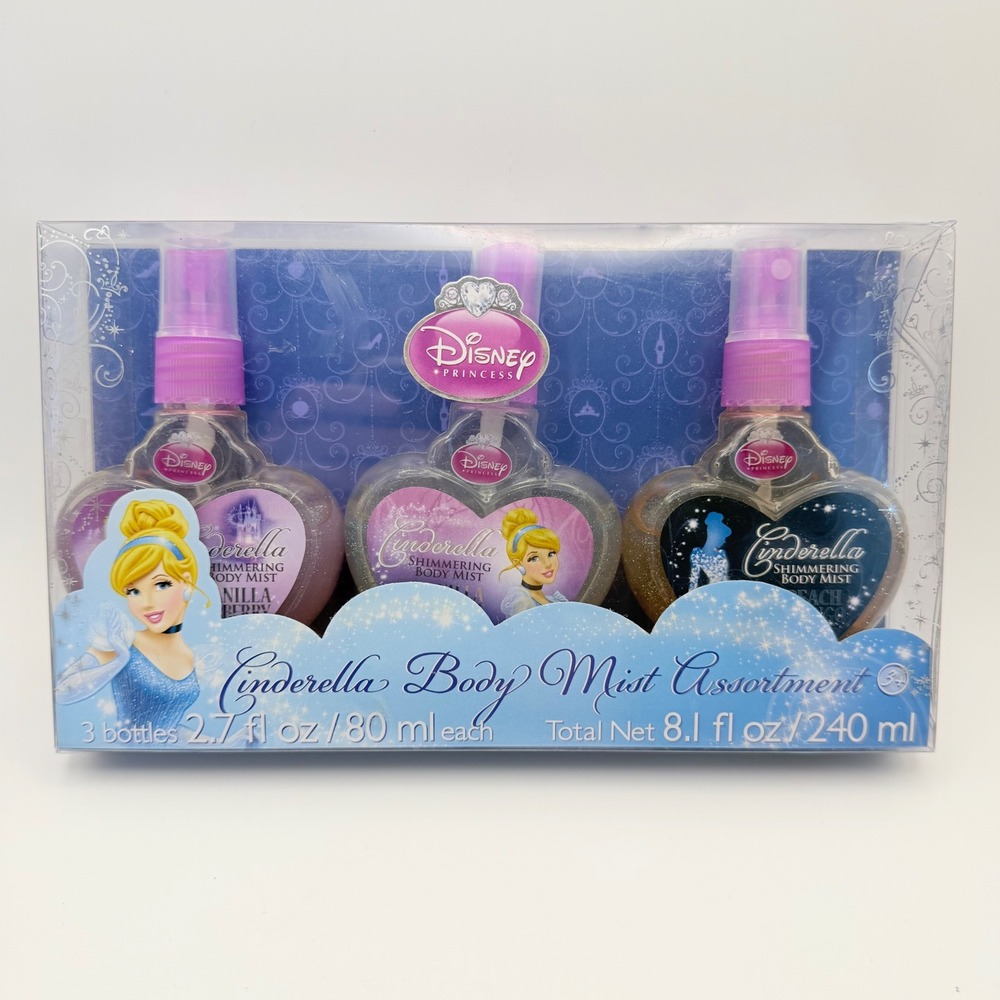 NEW VTG Cinderella Disney Princess Body Mist Assortment 3 Bottles 2.7fl oz Y2K